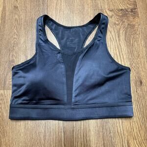 Nike Womens Dri Fit Mesh Cut Out Dark Gray Sports Bra Size Small Swoosh